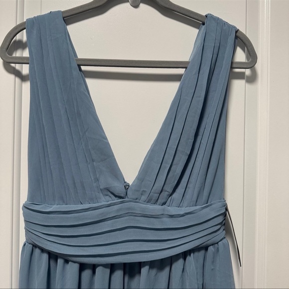Lulus Heavenly Hues NWT size Small Light Blue Maxi Dress Chiffon Gown | Flawed - Picture 4 of 14